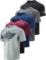 5 Pack Men’s Active Quick Dry Crew Neck T Shirts | Athletic Running Gym Workout Short Sleeve Tee Tops Bulk - Image 8